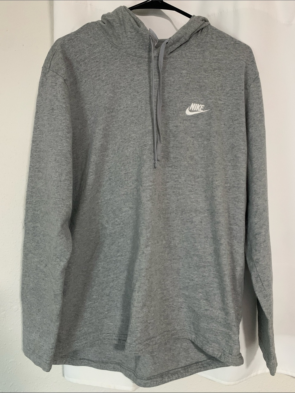 Nike Men’s Grey Hooded Pullover with White Logo